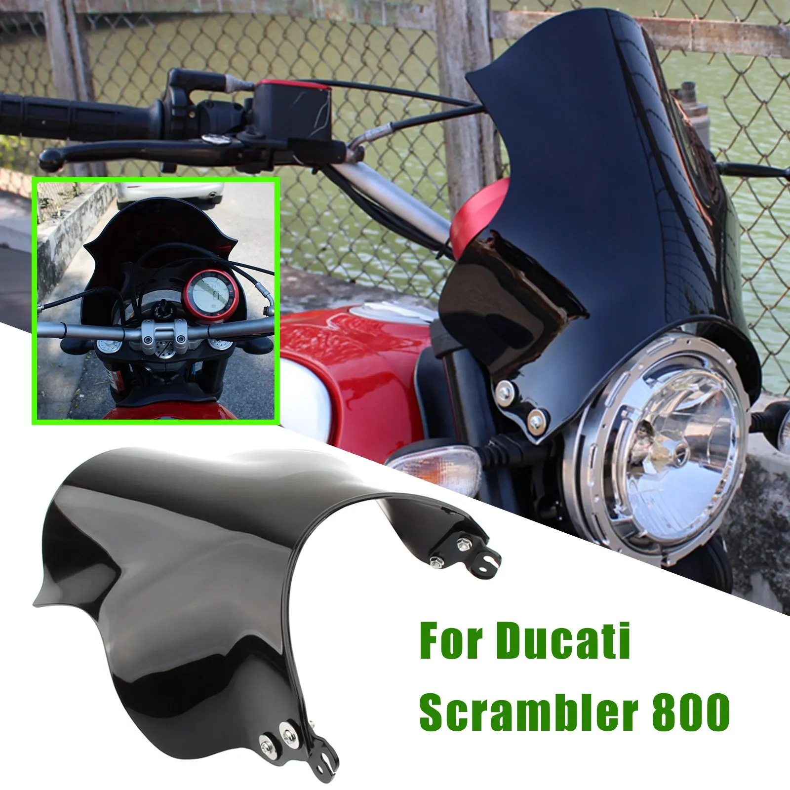 Motorcycle Windshield Air Deflector Windscreen Extension Spoiler Motorcycle Accessories For DUCATI Scrambler 800 2015-2020 ﻿