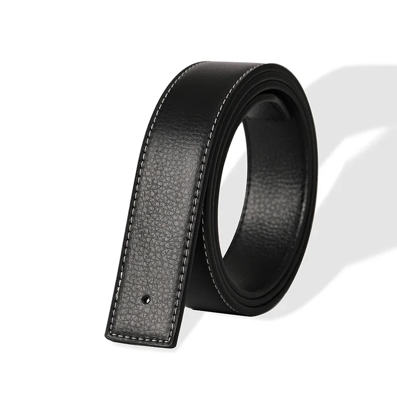 Herren Gürtel aus hochwertigem PU-Leder, glatte Schnalle, ohne Schnalle, Luxusmarke, 3,8 cm – Detail 6