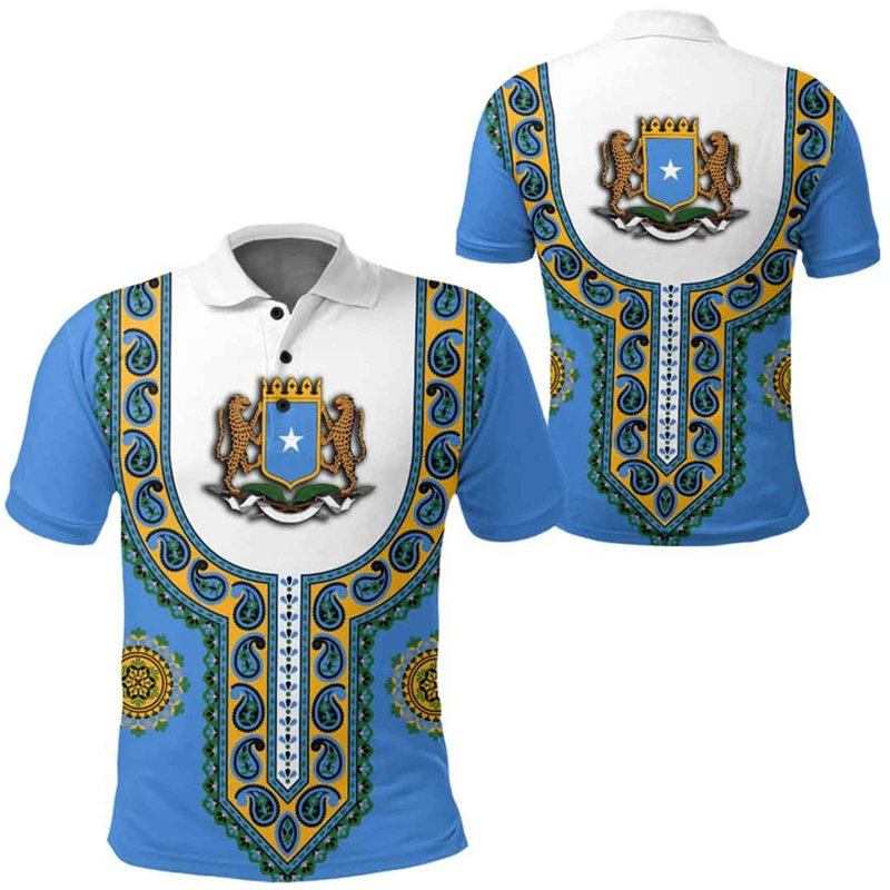 Africa Country Somalia Flag 3D Print Polo Shirts For Men Clothing Casual Male POLO Shirt Sportswear Fitness Jersey Tops Lapel