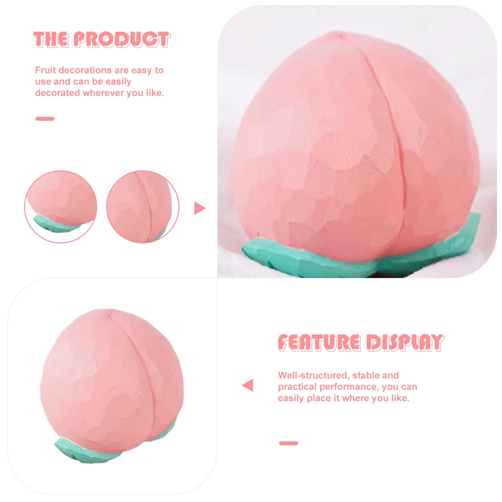 

Peaches Wood Carving Crafts Fake Fruits for Decoration Puzzle Decorations Pink Room Statue