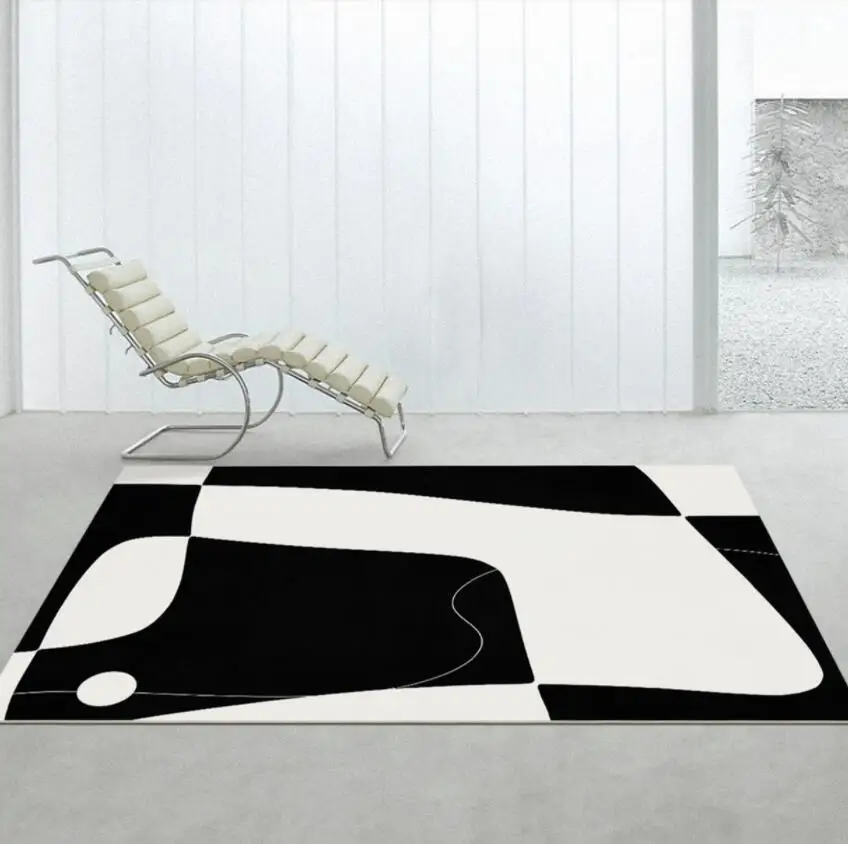 Nordic Black White Carpet For Living Room Modern Abstract Geometric Sofa Coffee Table Mat Bedroom Decoration Home Area Rug