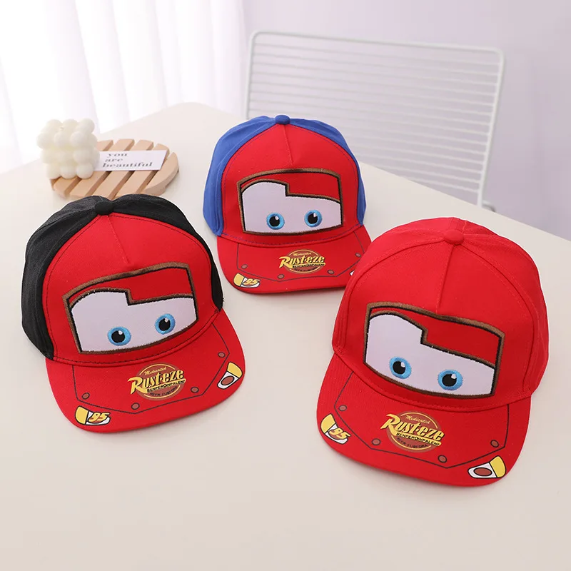 Disney Anime Cars Figure Baseball Cap Korean Style Hat For Boys Girls Trendy Outdoor Children's Hip Hop Snapback Sun Cap