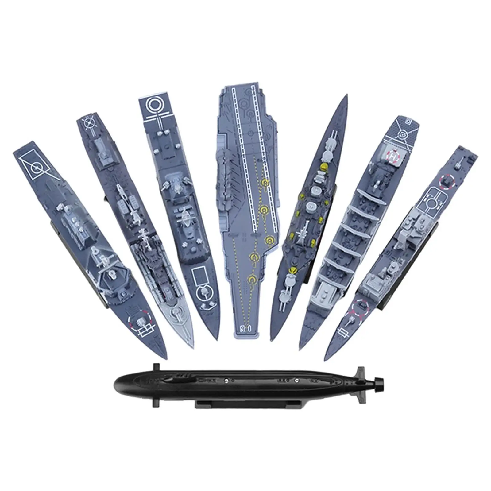 Set of 8 Assembled Warship Model Toys for Home Decor Birthday Gift 14+ Boys