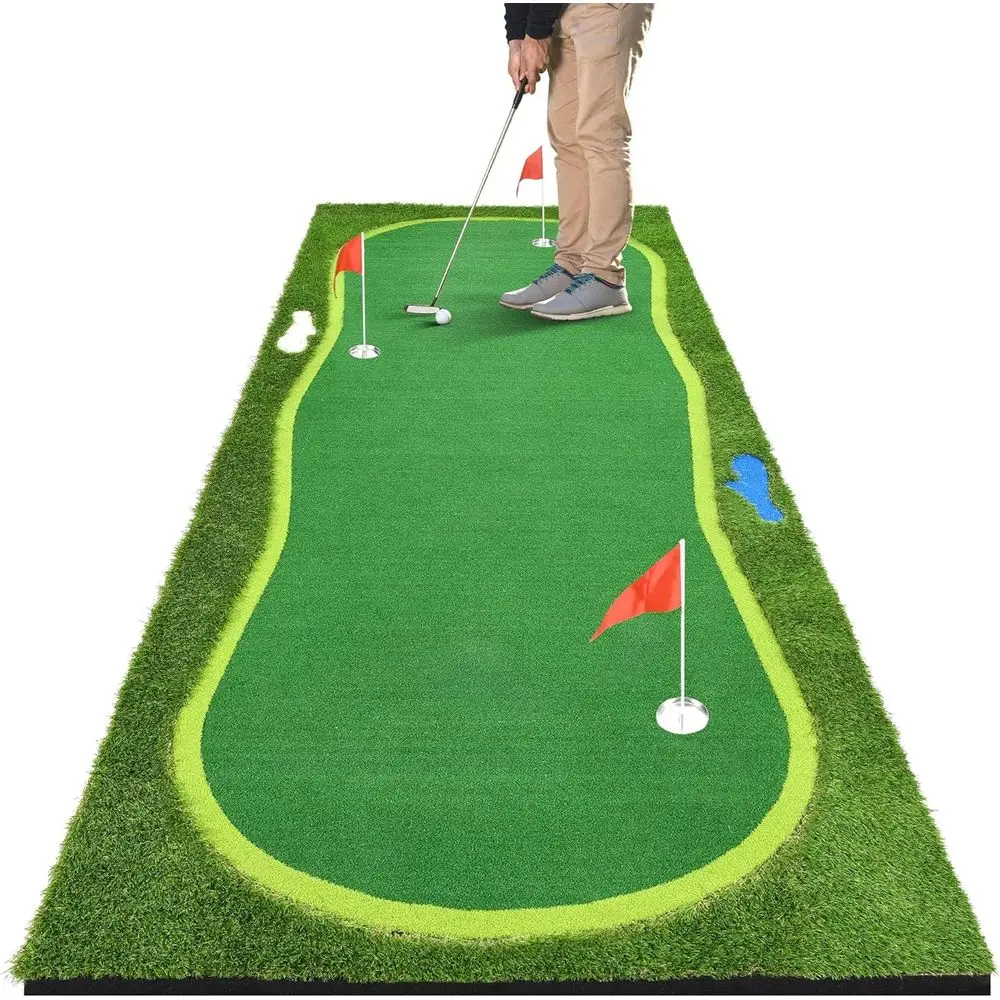 

Premium 5x12ft Golf Putting Green with Sand Trap and Water Obstacle for Indoor/Outdoor Practice