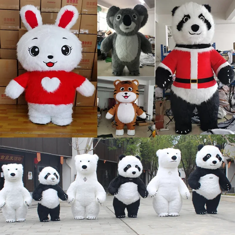 2024 Bear Giant Polar Inflatable Cartoon Walking Costume Street Funny Giant Panda Mascot Costume Party Role Play Plush Doll