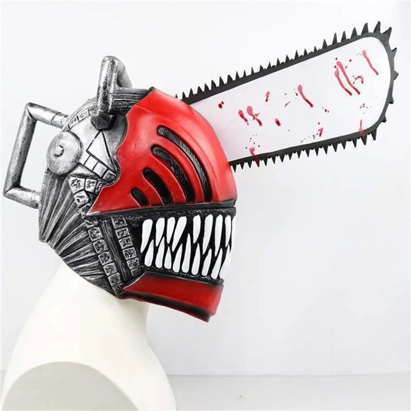 Chainsaw Man Mask  Killer Helmet Latex Headgear Horror Mask Halloween Party Cosplay Costume Props