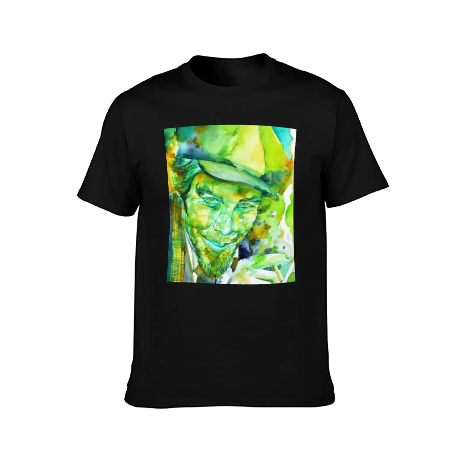 Tom Waits TOM WAITS watercolor portrait . T-Shirt Plus Size Workout Short Sleeve Top