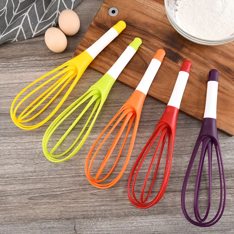 

Multifunction Rotatable Balloon And Flat Whisk Egg Beater Plastic Hand Knead Dough Blender Egg Mixer Tools Home Kitchen Gadget