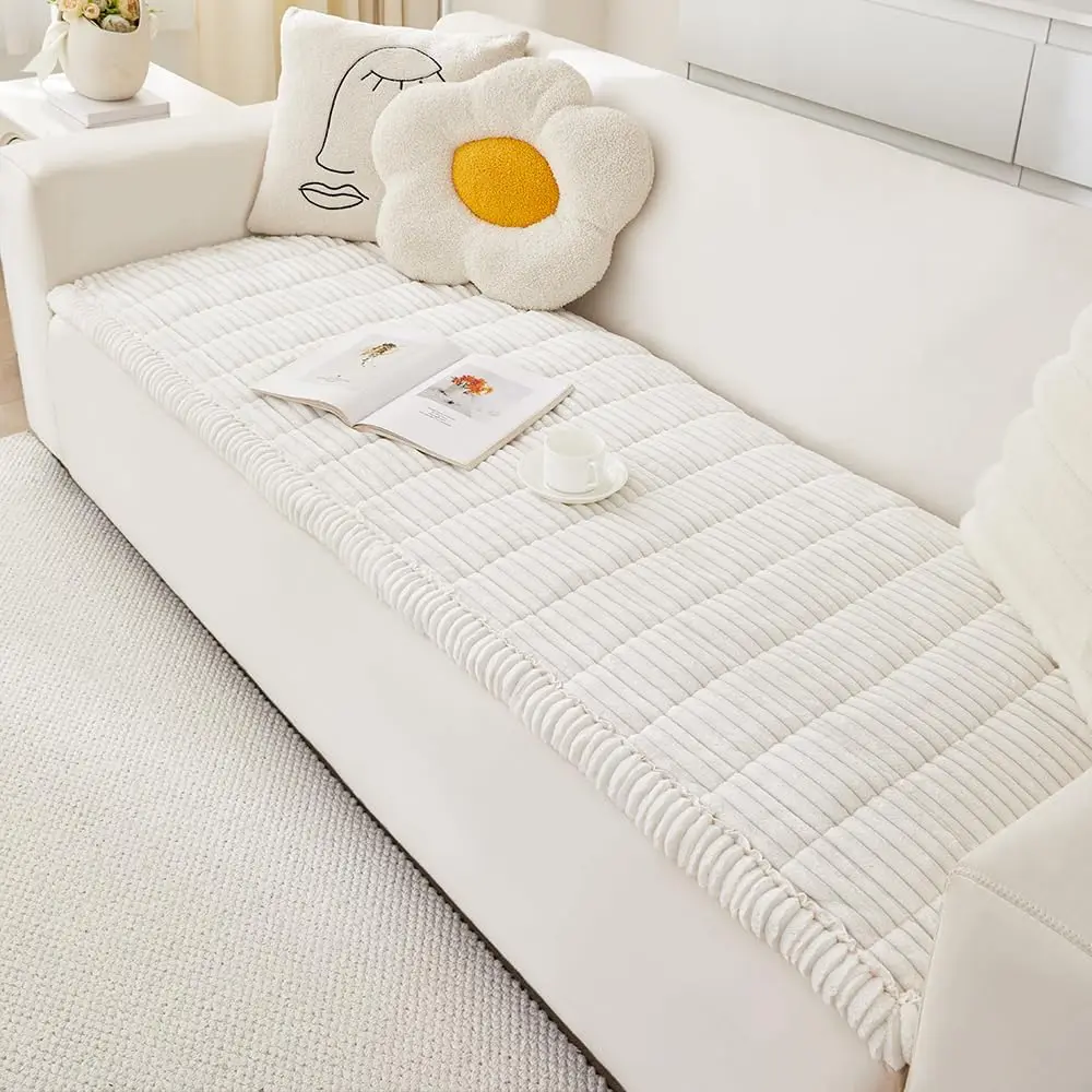

Washable Fuzzy Pet Couch Cover for Dogs, Non-Slip Sofa Protector in White (70x150cm)