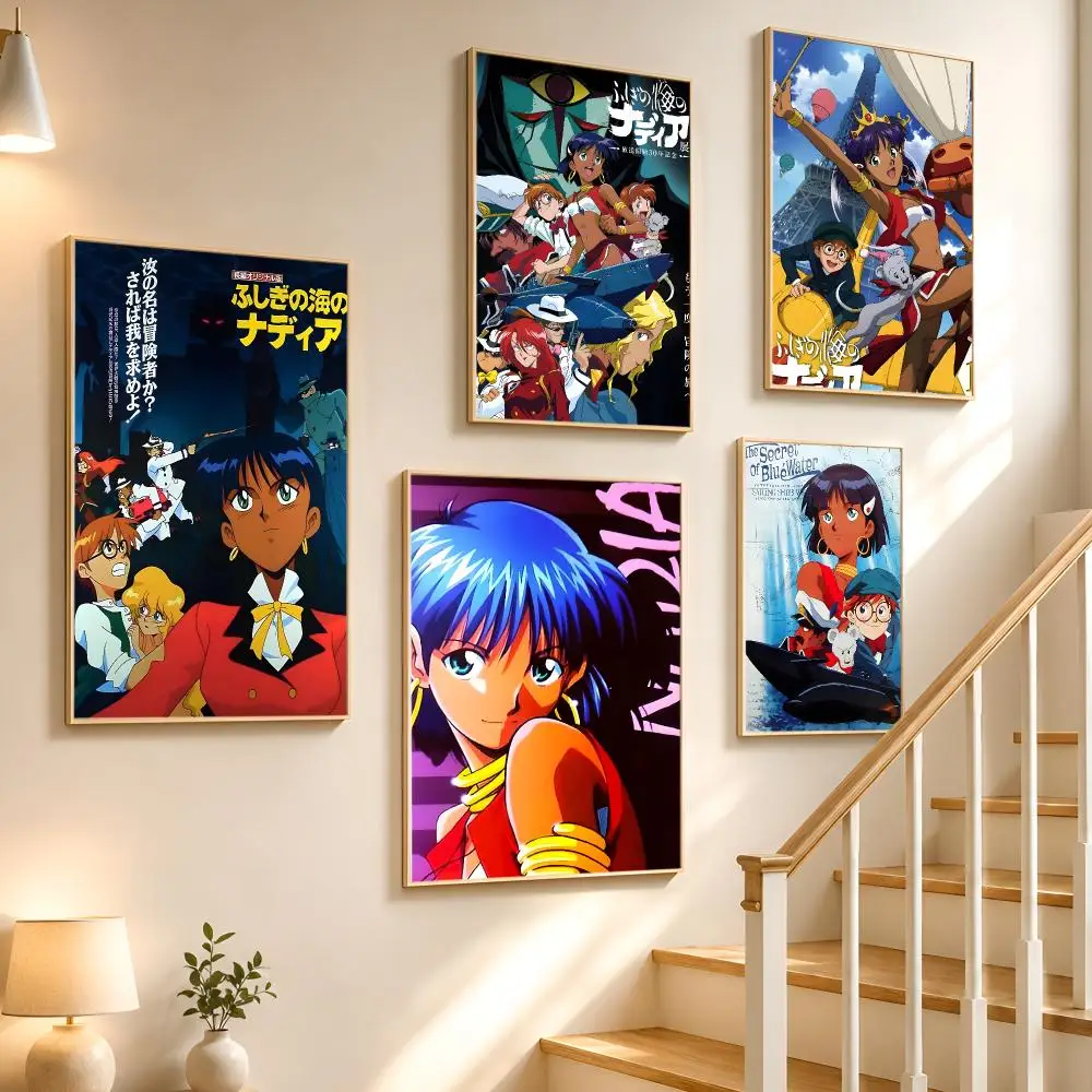 Anime Nadia The Secret of Blue Wate Poster High-definition waterproof stickers, suitable for home décor,holiday decorations