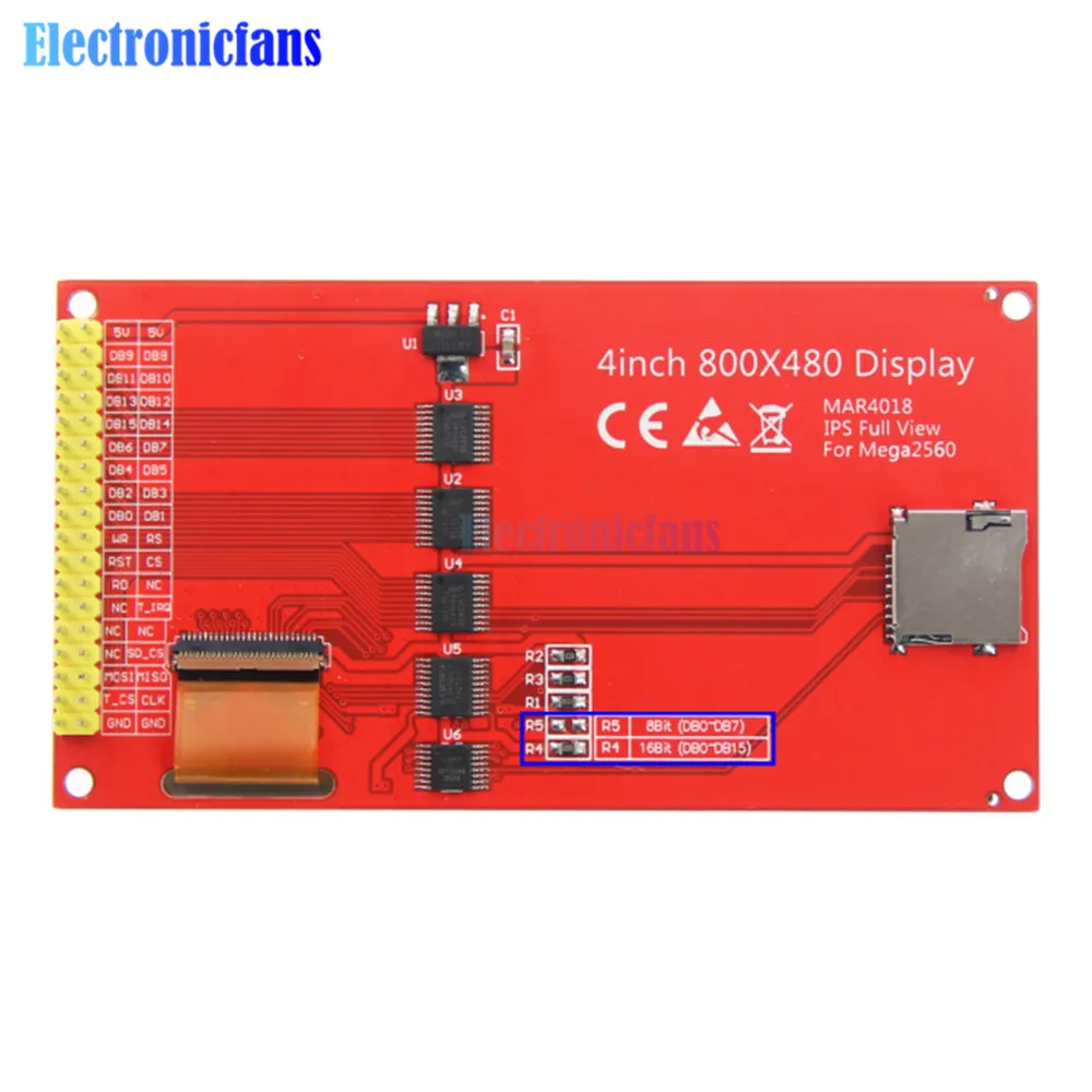 4 Zoll 5V TFT Farb-Touch-LCD-Displaymodul 800x480 IPS RGB 65K Farben mit NT35510-Treiber für Arduino Mega2560 Entwicklungsboard – Detail 12