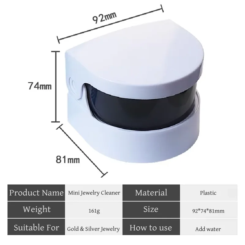 Portable Mini Ultrasonic Jewelry Cleaner Small Household Ring Necklace Equipment Jewelry Tools