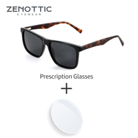 ZENOTTIC S Size Square Acetate Temple Prescription Sun Glasses For Men Polarized UV400 Protection Optical Sunglasses