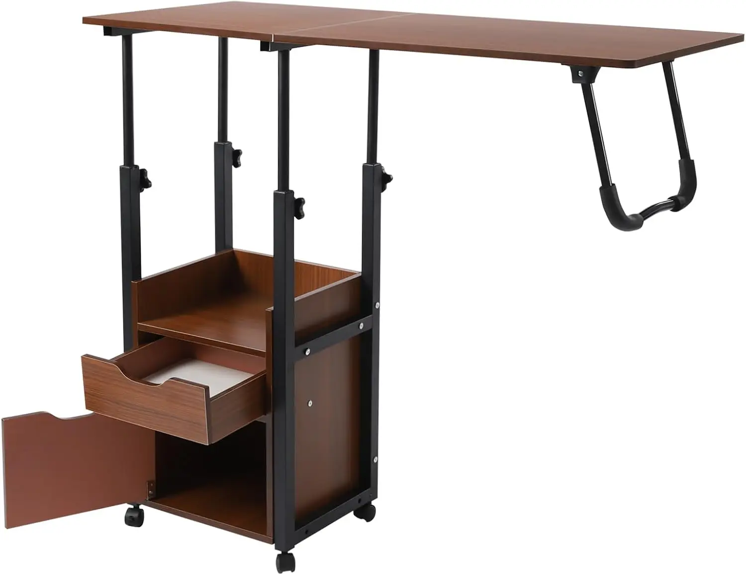 طاولة كمبيوتر محمول قابلة للتعديل بارتفاع فوق السرير مع عجلات ودرج قابلة للطي للمستشفى والمنزل والسرير واستخدام الأريكة وطاولة تناول الطعام المحمولة للعمل