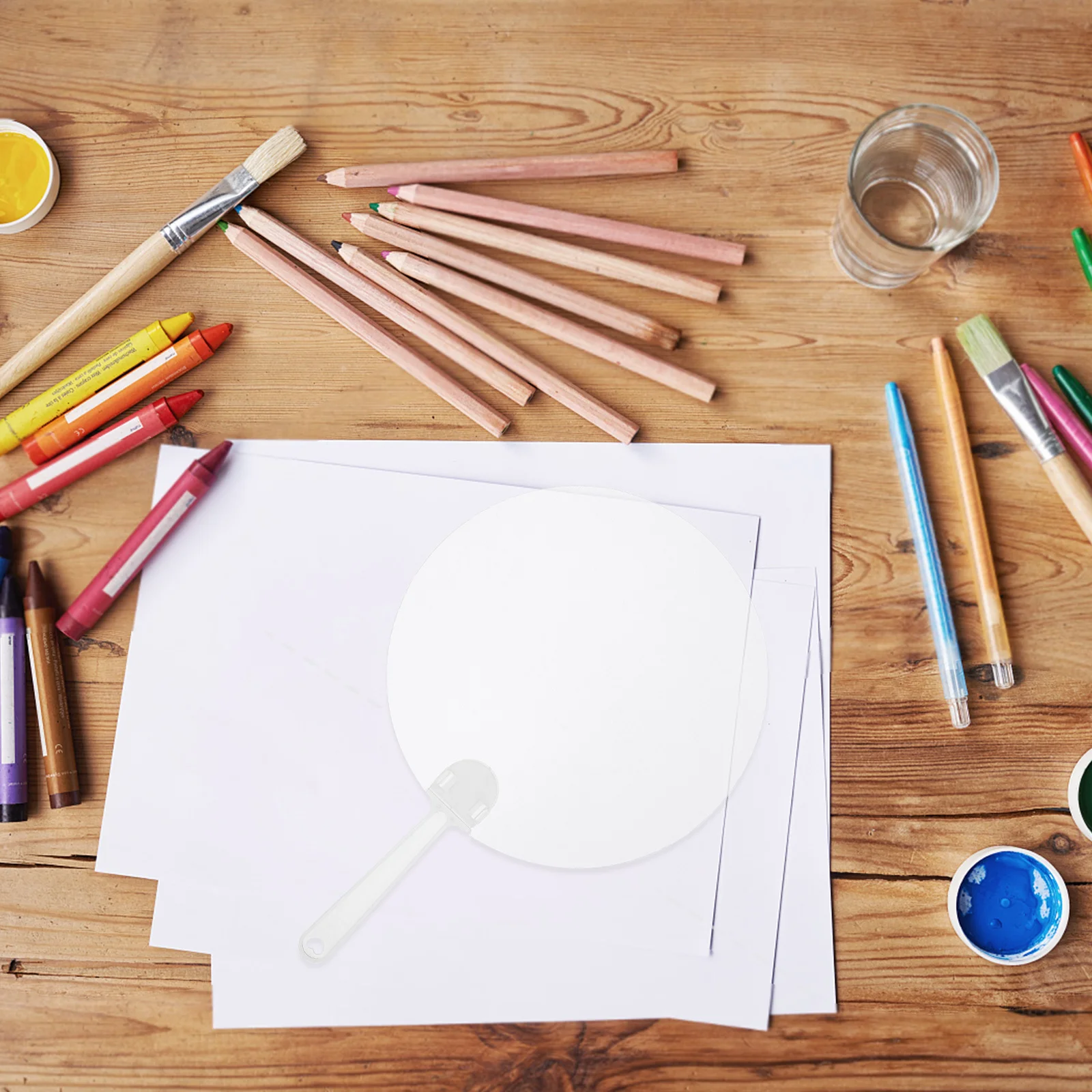 

12Pcs DIY Blank Fans Transparent Graffiti Fans Lightweight Portable Party Decoration Handicrafts DIY Hand Fan Graffiti Hand Fan