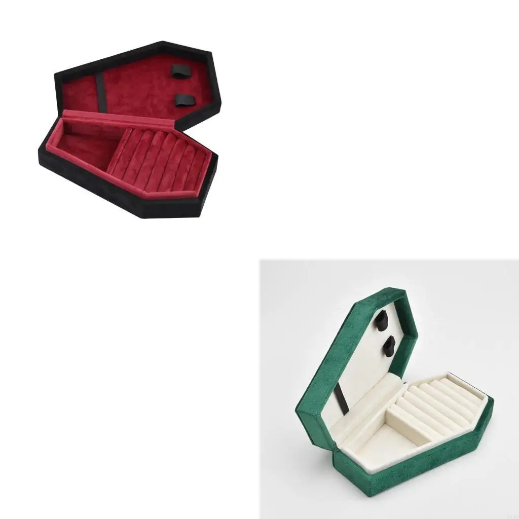 

91AF Coffin Velvets Jewelry Storage Box Lightweight Halloween Jewelry Box