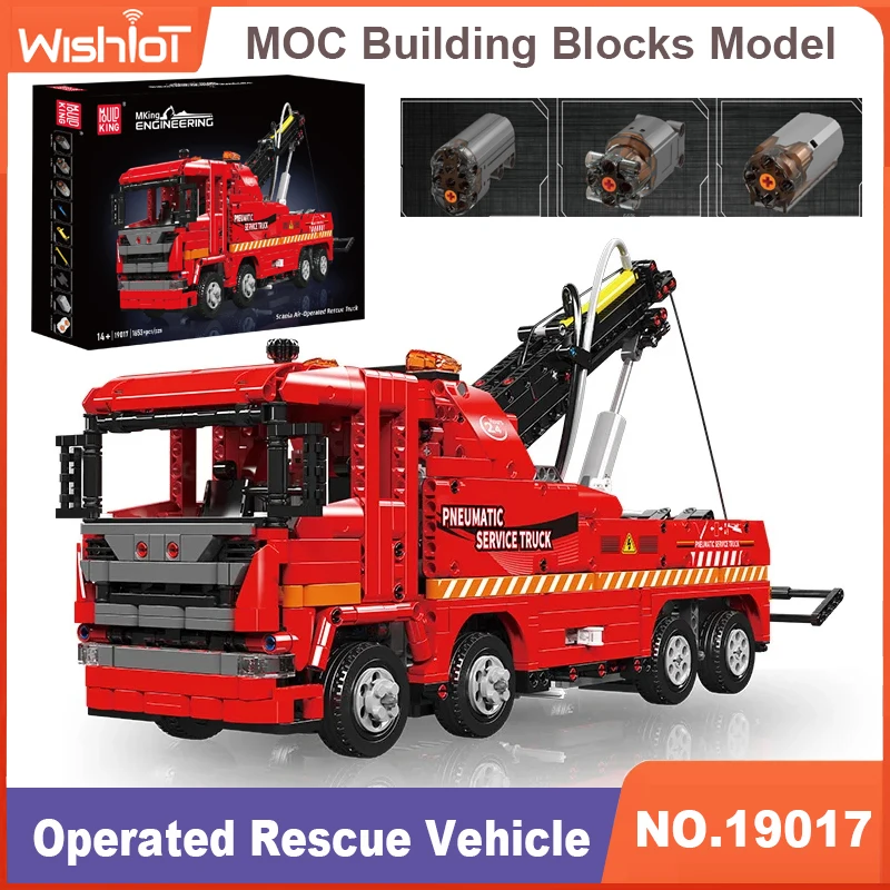 

Mould King 19017 Scania Air Operated Rescue Vehicle Model 1653pcs Building Blocks Bricks Educational Toy For Kid Christmas gift