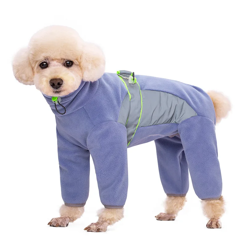 Fall/Winter 4-Leg Cotton Dog Clothes for Small Dogs & Poodles, Full Belly Coverage Unisex Warm Pet Apparel