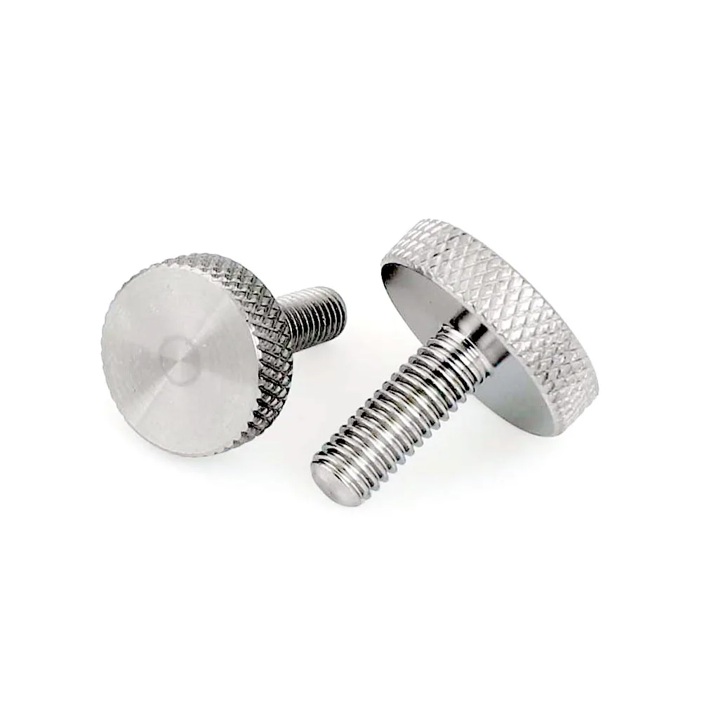 1pc M3 M4 M5 M6 M8 M10 GB835 304 Stainless Steel Knurl Flat Round Head Hand Tighten Curtain Wall Glass Thumb Screw Bolt DIN653