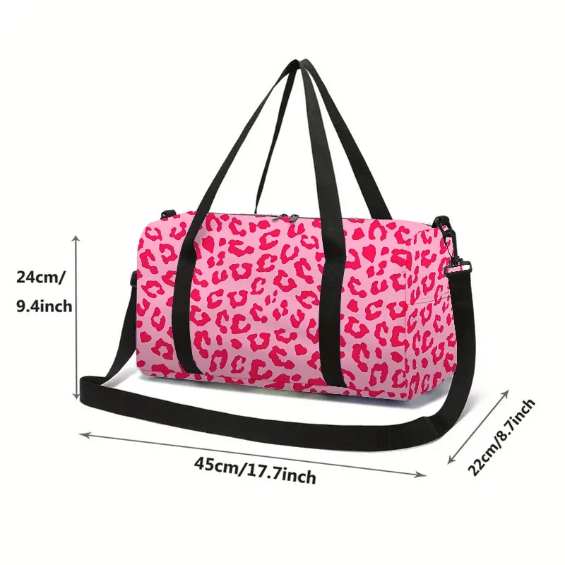 Pink Leopard Print Spots Large Capacity Luggage Bag  For Boy And Girls Best Gifts 2D Flat Cartoon Travel Bag For Children
