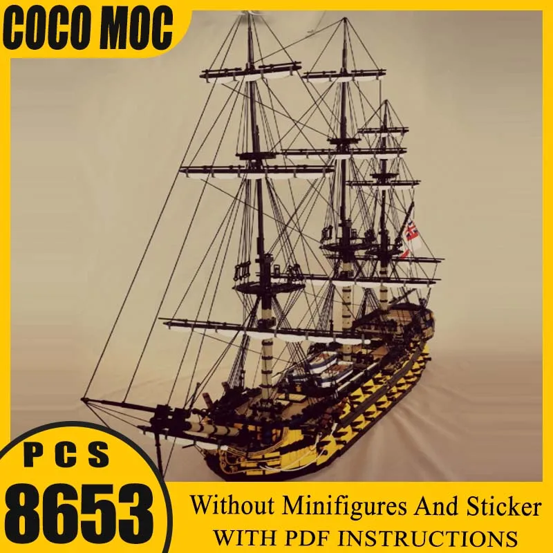 

HMS Leopard MOC, набор кирпичей в Англии, модель военного корабля, Адмиралalty, полностью подъемный корабль, набор блоков, игрушки