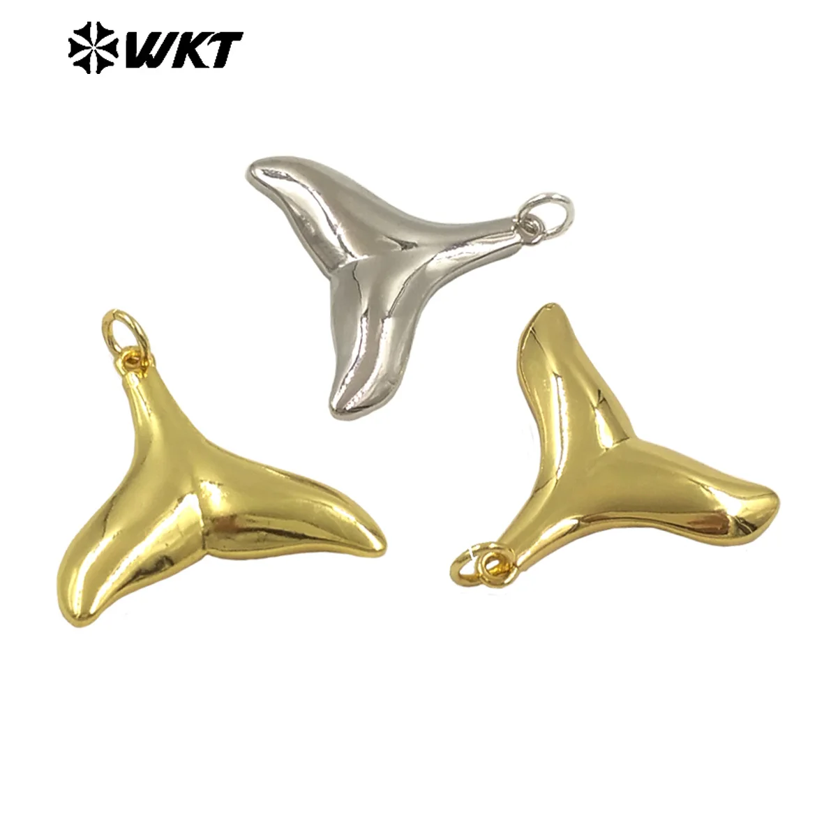 WT-P2001 High Quality Tiny Fishtail Shape Gold Color Electroplated Pendant Metal Brass Jewelry Accessory For Fashion Necklace