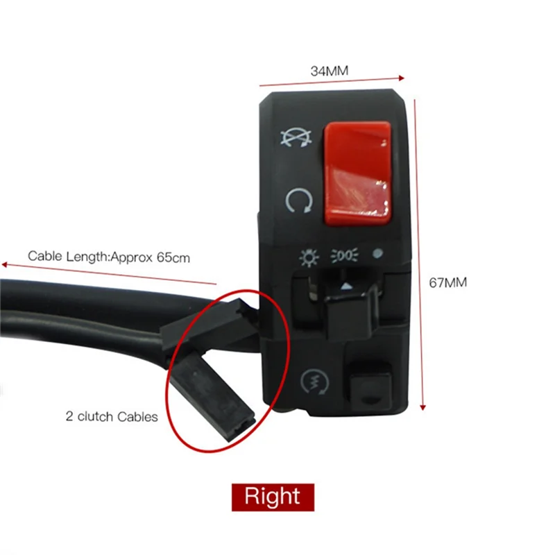

A03Q-Universal Motorcycle Modified Handlebar Control Switch 7/8Inch / 22Mm Handlebar Switch Turn Signal Fog Lamp Start