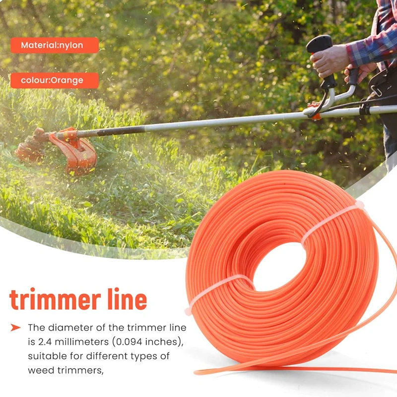 Nylon Trimmer Line, Diameter 2.4 Mm,Length 86M,Round Grass Trimmer, Thread, Weed Trimmer, Brush Cutter Threads For Park