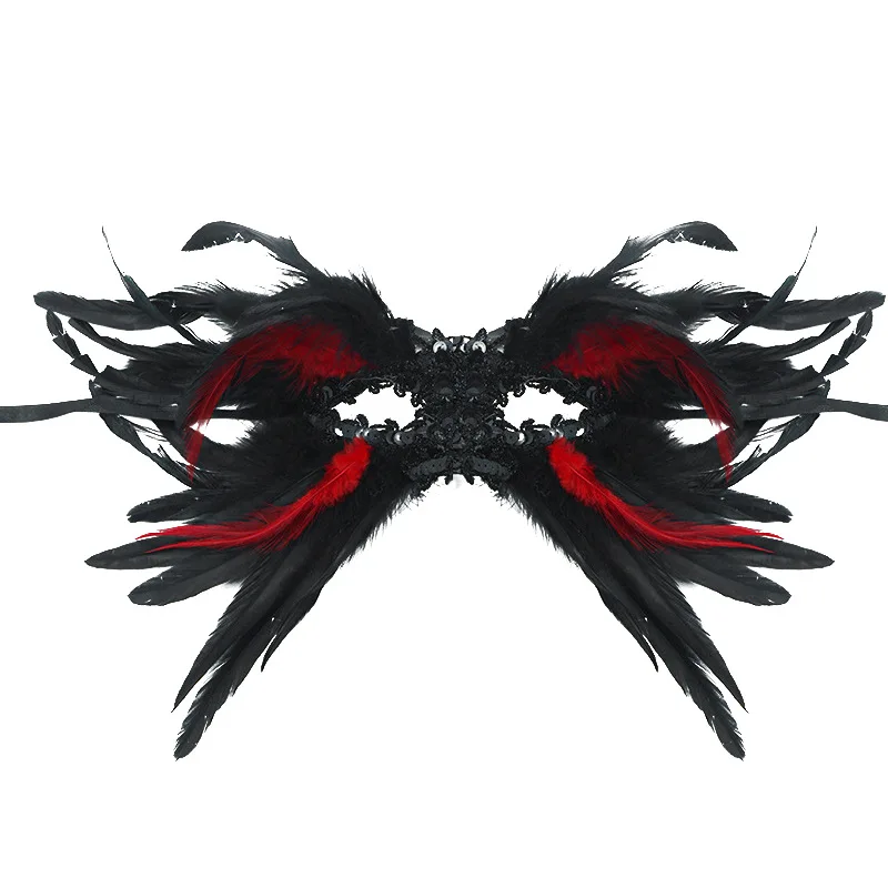 

Gothic Halloween hot feather mask feather half face mask performance dance eye mask sequins high-end mask