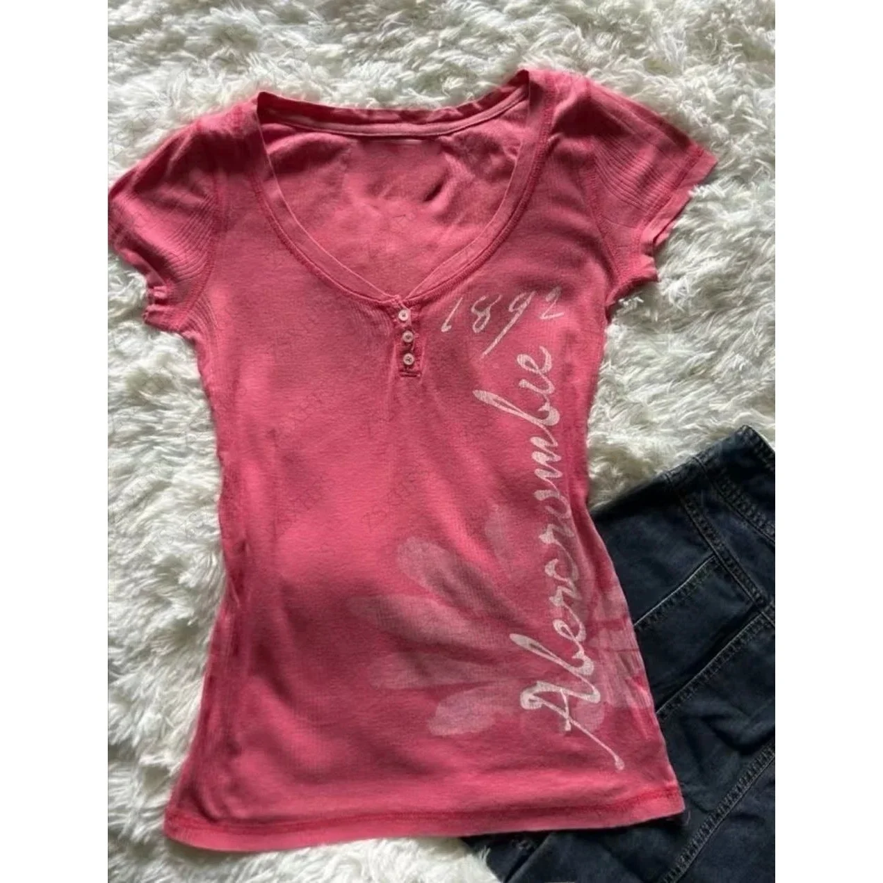 

Pink Slim Fit Punk T-irt Women Kawaii Casual Cleanfit Sle A-Line Sve Linen Material Other Material 00%