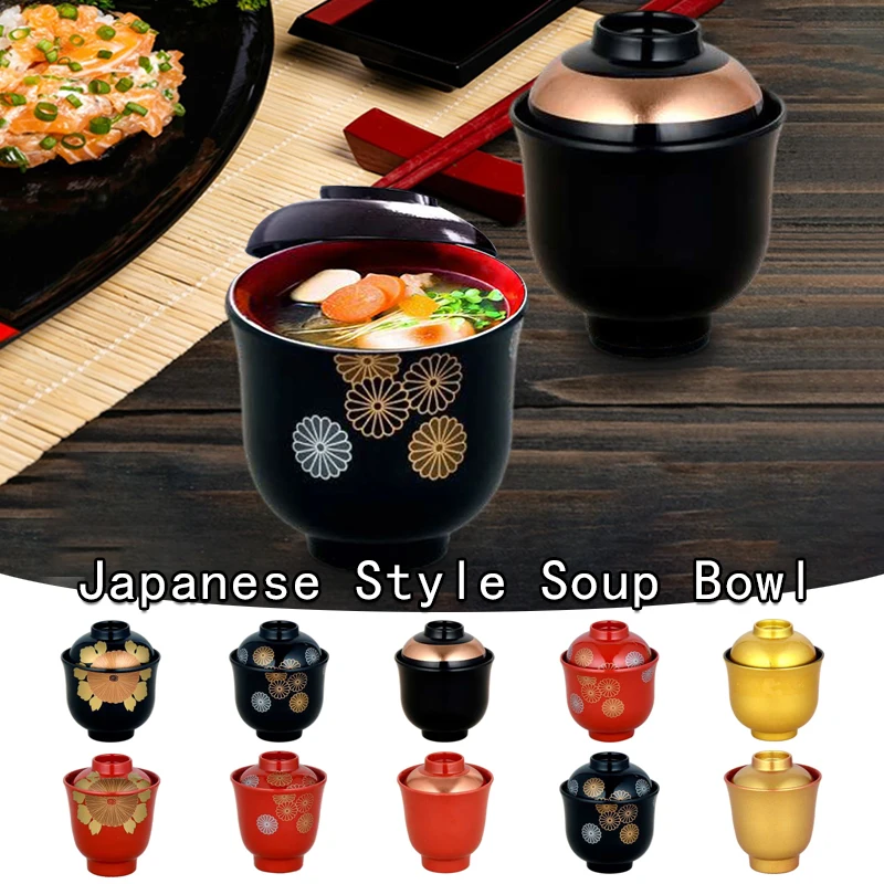 Einfarbige Miso Suppen schüssel mit Deckel japanische Reiss chale traditionelle Miso Suppen schüssel Besteck Geschirr mit Deckel Dampfer Suppen schüssel