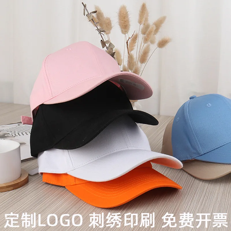 Custom Logo Embroidery Printing 100% Pure Cotton Baseball Caps For Adults Kids Uv Protection Sun Shade Casual Outdoor Adjustable