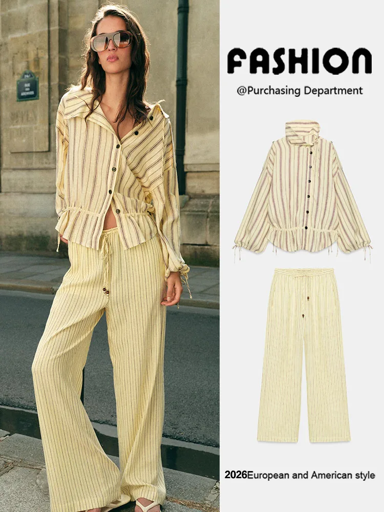 New Arrival Autumn Women's Long Sleeve Jacket Wide Leg Pants European Style Fashion Outerwear Comfortable Material Women's Cl...