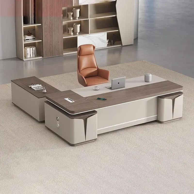 L Shaped Modern Executive Luxury Storage Desktop Bureaux Standing Office Furniture Bedroom Gaming Modern Desk Home Room Height