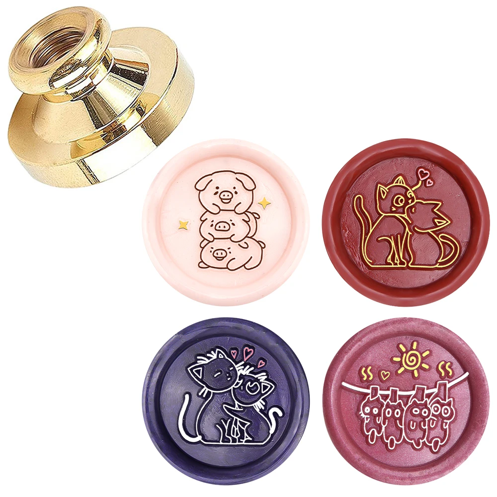Schwein Katze Eule Bündel Wachs Siegel Stempel 25mm Runde Siegellack Stempel für DIY Scrapbooking Papier Karte Dekoration Handwerk machen