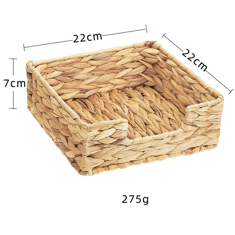 LUDA 2PCS Bathroom Disposable Guest Towel Holder Long Seagrass Woven Rattan Wicker Table Hand Guest Towel Basket Tray