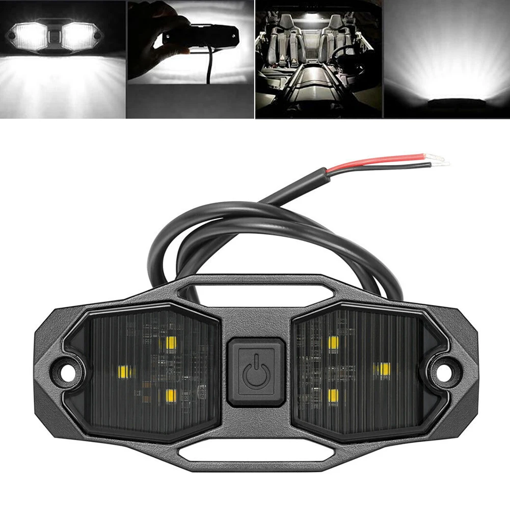 1pc LED Dome Light Rock Light W/Switch 6000K White Roll Bar Mount For Polaris RZR/UTV/4WD 4.2x1.9inch Motorcycle Equipments