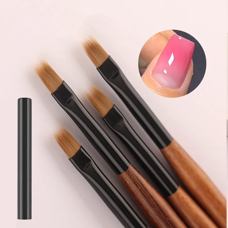 

1Pc Round Wood Handle UV Gel Polish Gradient Color Acrylic Nail Drawing Pen Nail Ombre Brush Nail Art Painting Pen Brush