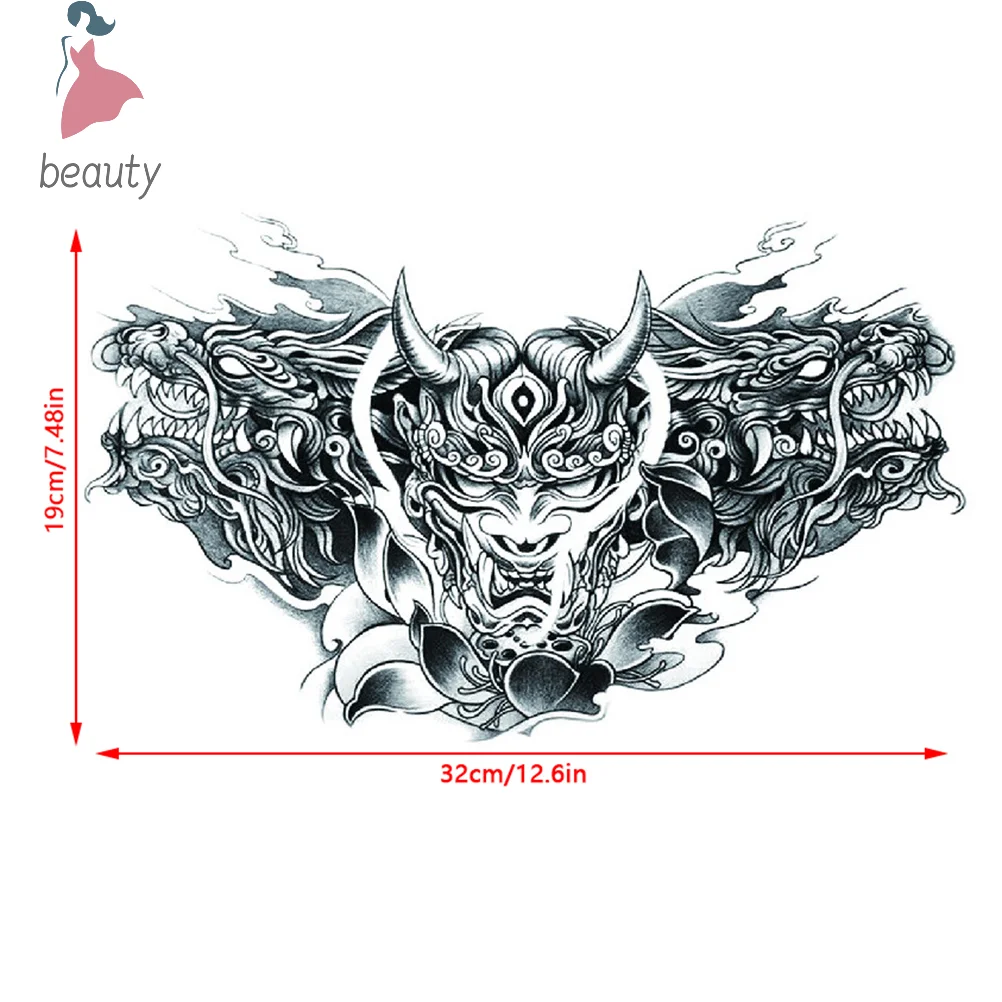 Large Chest Waist Shoulder Back Waterproof Temporary Tattoo Sticker Cross Feathers Wings Thorns Fake Tatoo Underboob Body Art