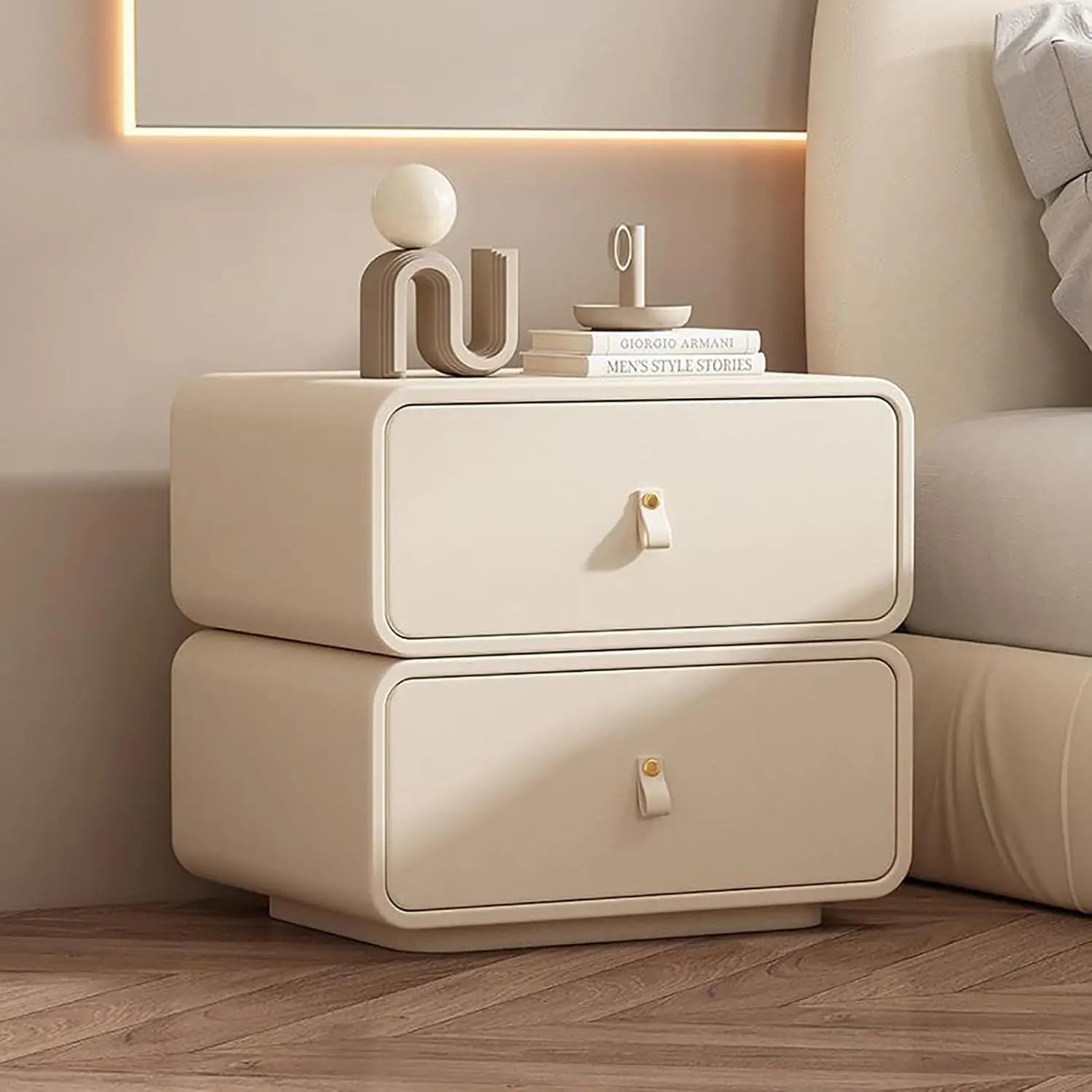 Leather 2-Drawer Nightstand 1