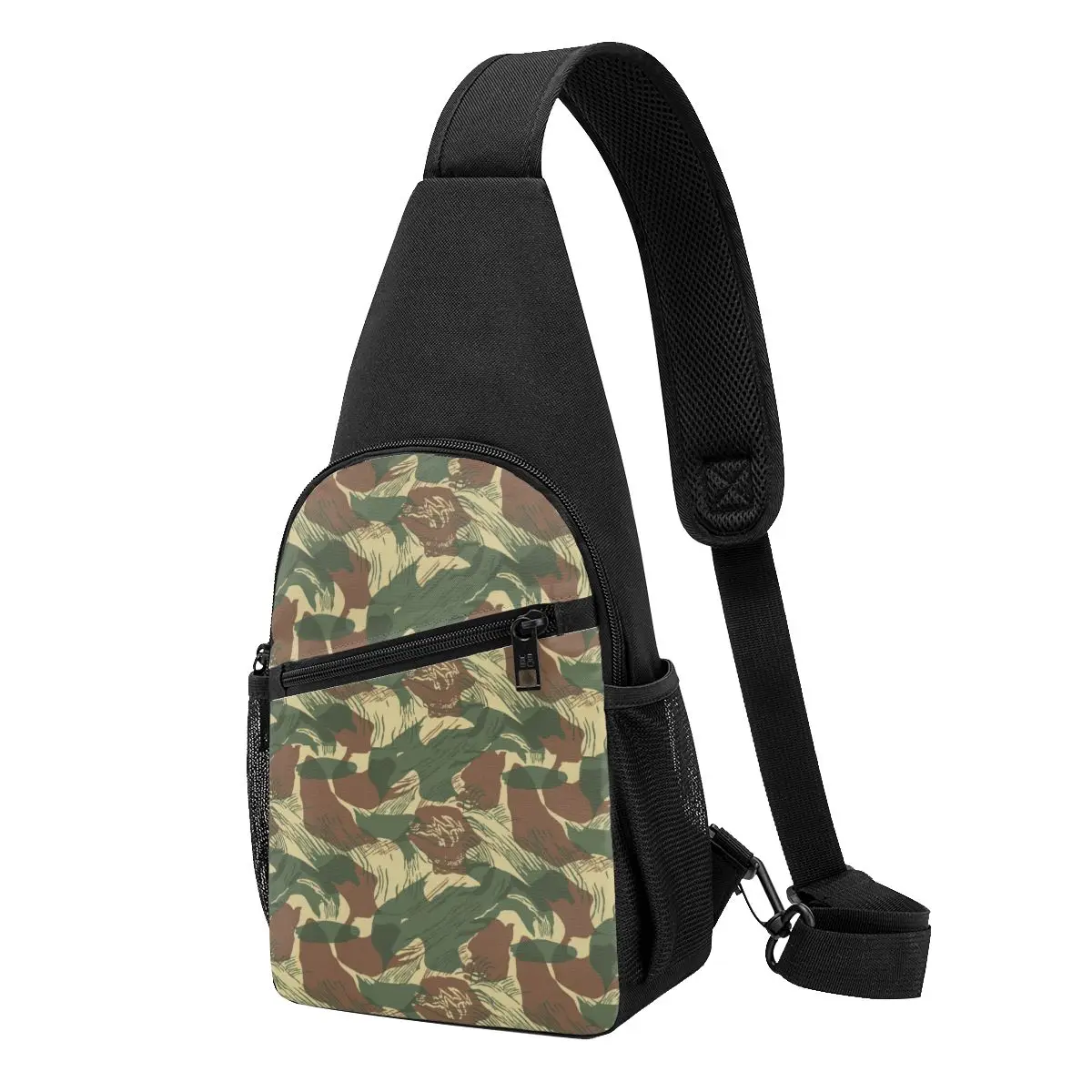 

Rhodesian Brush Stroke Camouflage Chest Bag Men Sling Crossbody Backpack Chest Bag Travel Hiking Daypack Shoulder Bag