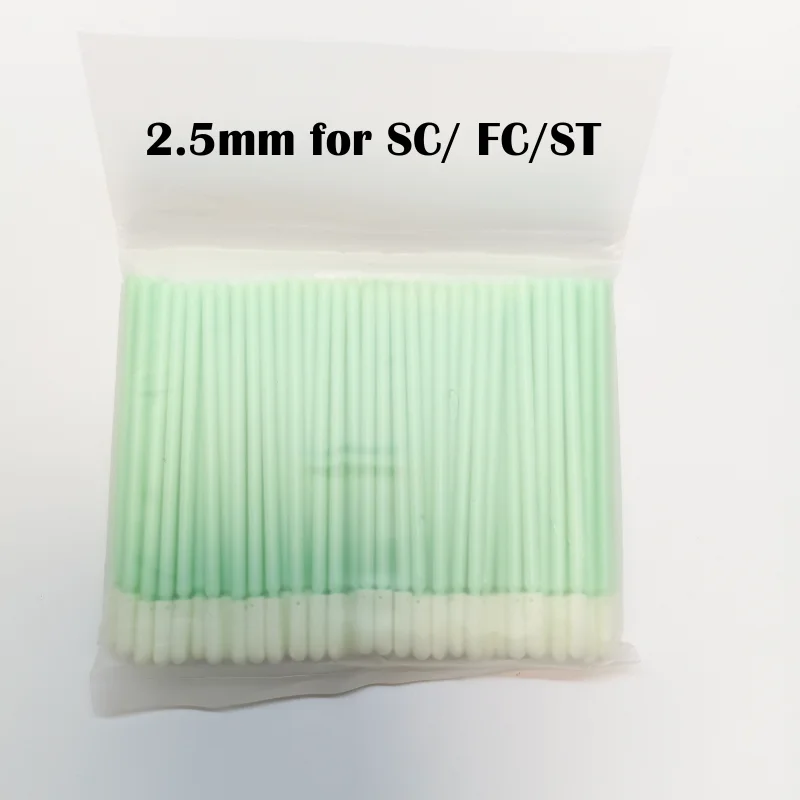 100/200 pz 1.25mm/2.5mm bastoncini per la pulizia in fibra ottica tamponi di cotone bastoncini ottici per connettori SC/LC/FC/ST asta di pulizia in fibra