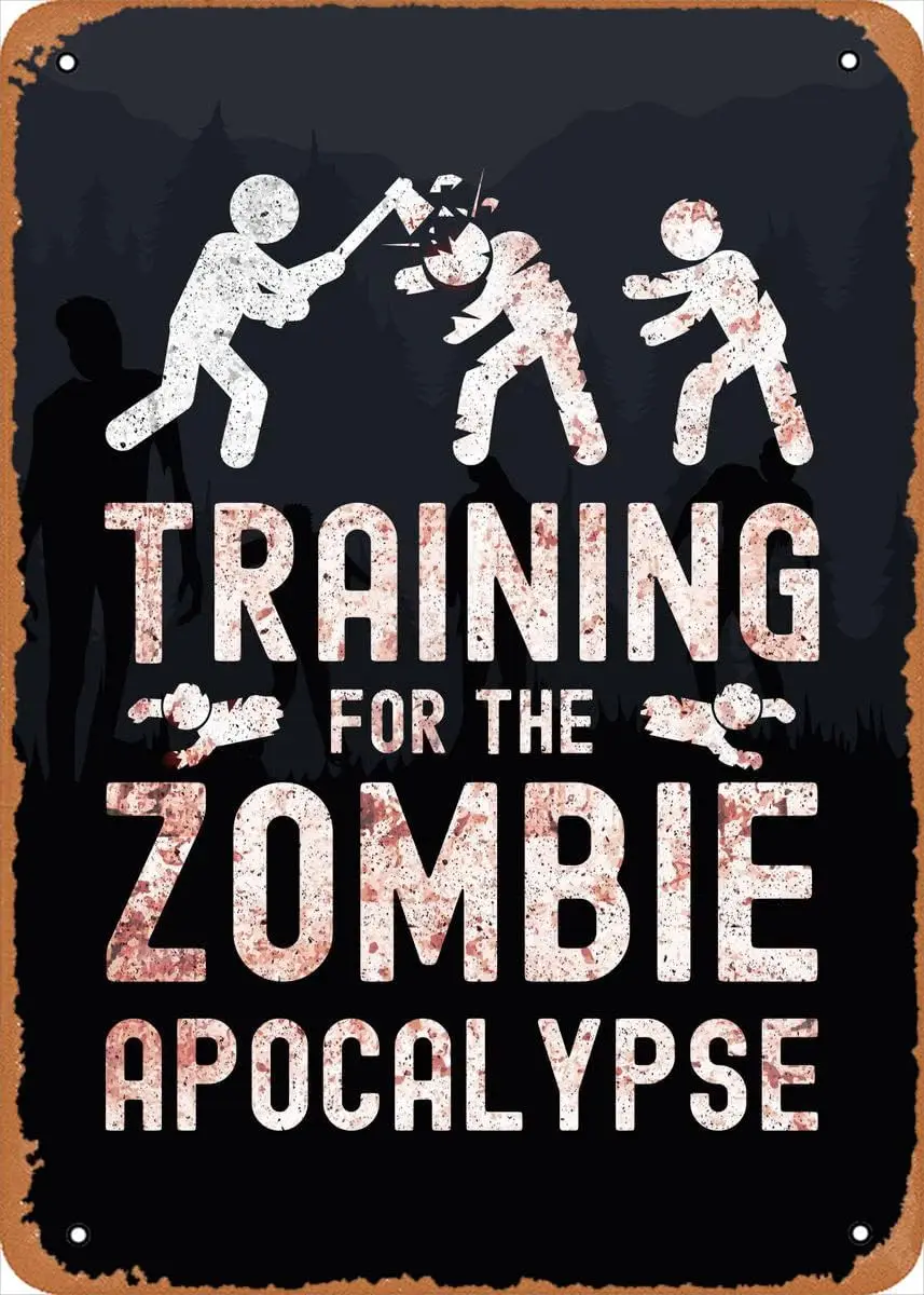 Training Zombie Apocalypse Halloween Horror Fright Game Role Game Poster Anime Game Art Deco Tin Sign - 8 x 12 inches