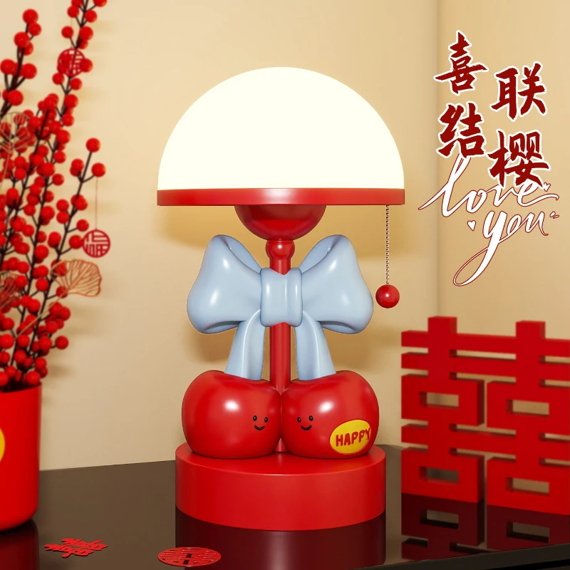 Table lamp ornament, wedding room bedside lamp, long light, wedding lamp, a pair of long light does not go out