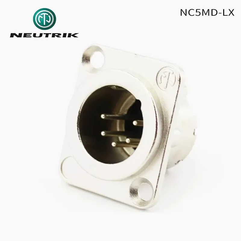 

1Pcs NEUTRIK NC5MD-LX 5-Pole Male Receptacle Solder Cups Nickel Housing Silver Contacts 5 Pins DMX Socket