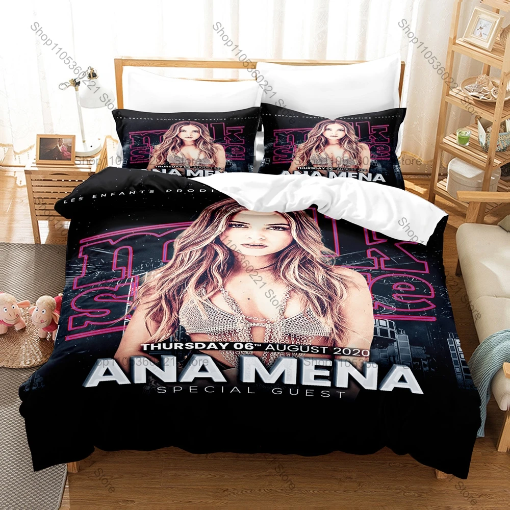 Cool Ana Mena Retro Dark Stage Spanish Latin Pop Singer Album Print Duvet Cover + 2 Pillowcases Grunge Urban Microfiber Bedroom