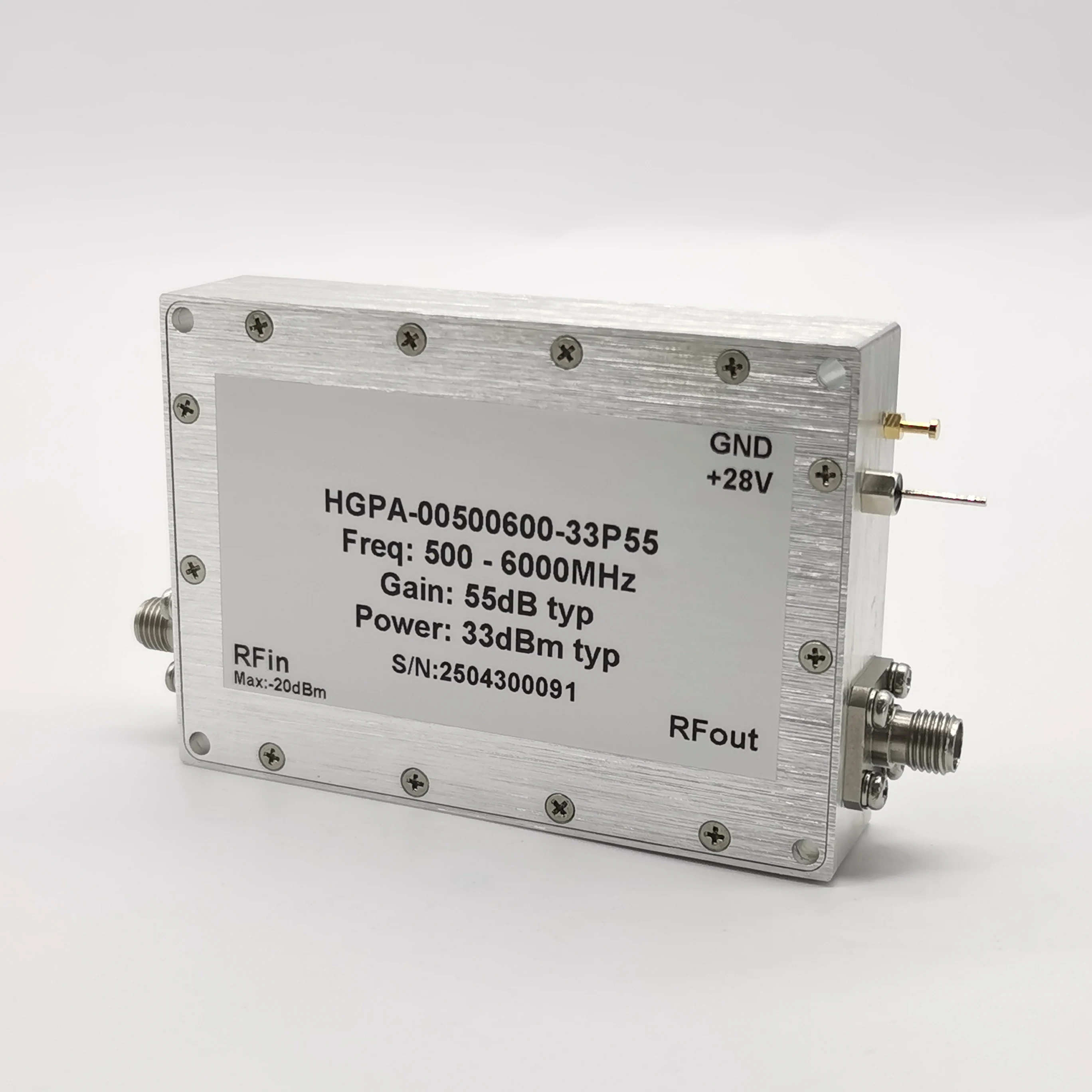 

0,5-6 ГГц, 55 дБ, 33 дБм, SMA, женский радиочастотный сверхширокополосный усилитель мощности P/L/S/C
