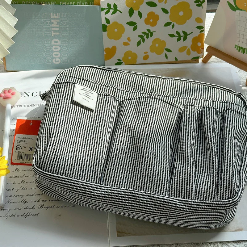 Canvas opbergtas met grote capaciteit, eenvoudig ontwerp voor middelbare scholieren, meerlaagse etui en tas voor jongens en meisjes