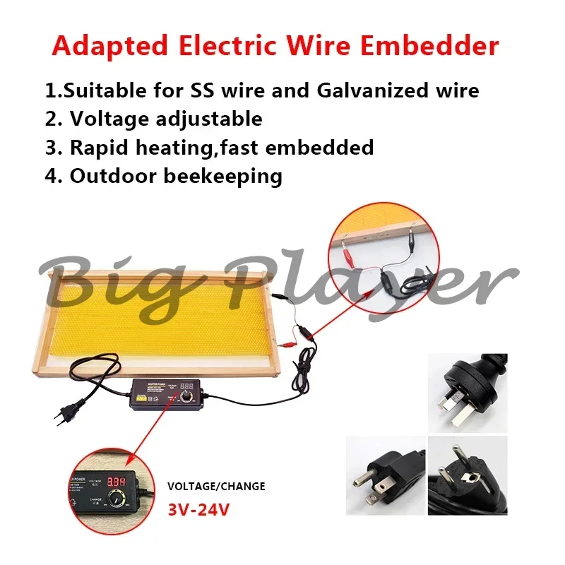 Electric Heating Beeswax Foundation Installer Digital Display Temperature Adjustable Frame Wire Embedder Beekeeping Tool