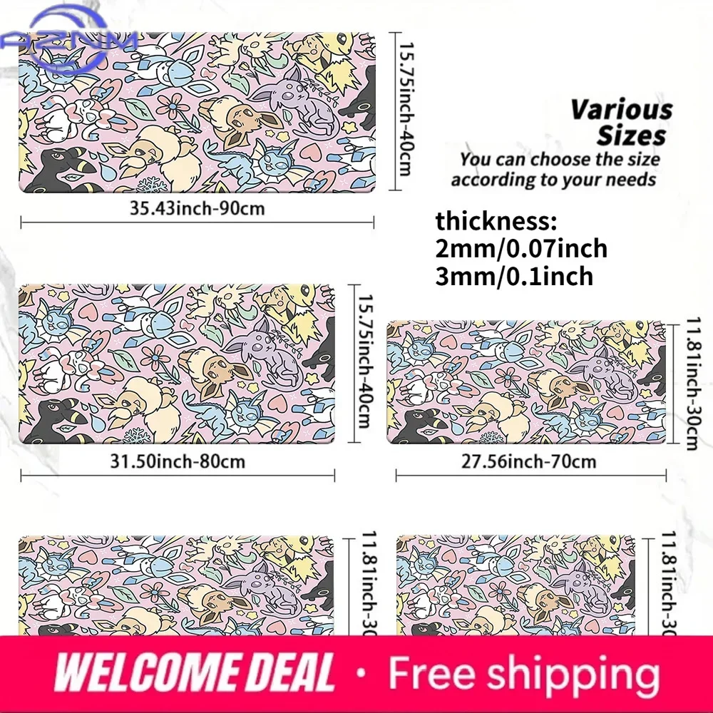 Cute Eevee Evolutions Pattern Gaming Mouse Pad Non-Slip Desk Mat